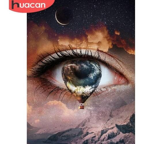 HUACAN 5D Diamond Painting Eye Diamond Art Embroidery Cross Stitch Landscape Home Decor Mosaic Handmade Gift