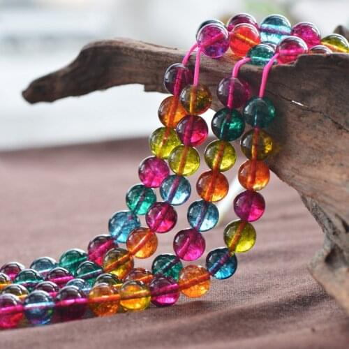 Joanlyn Grade A Natural Clear Quartz Beads Dyed into Mixed Color Smooth Polished Round 15 Inch Strand CQ20