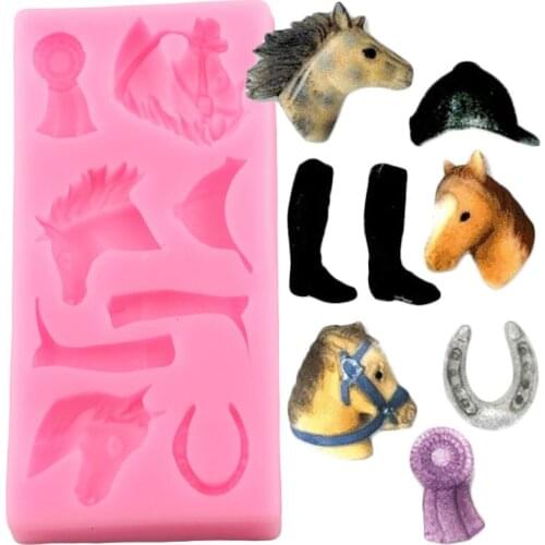 Horse Shoes Riding Boots Hat Silicone Molds Candy Resin Clay Mould Cake Decorating Tools Chocolate Fondant Cupcake Topper Mold