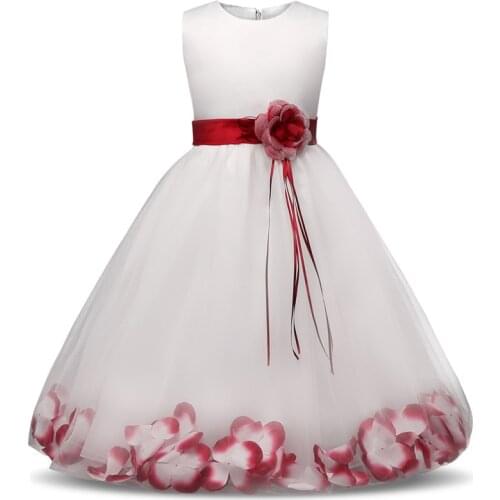 Fancy Flower Childrens Princess Dresses Girl Kid Ceremony Party Clothes Junior Child Wedding Dress For Teen Girl Prom Ball Gown