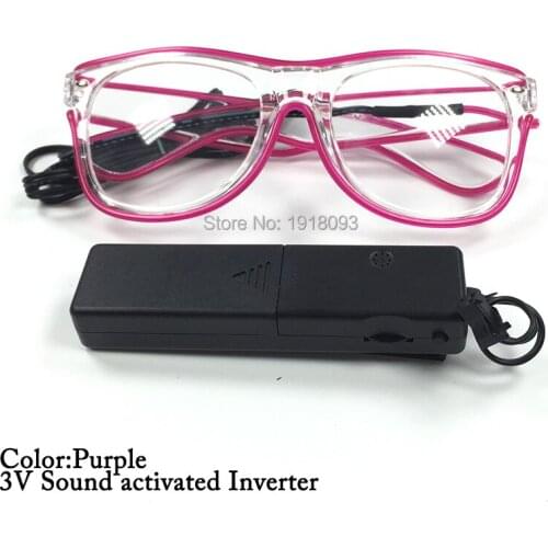 Monochrome EL Wire Glasses 10Colors Wholesale Glasses 30pieces with Sound activated Driver for Novelty Lighting Decoration
