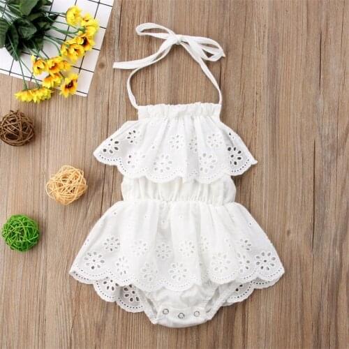 Newborn Infant Baby Girls Solid Floral Dress Jumpsuit Outfit Sun Suit Ball Gown Sleeveless Solid Casual Kids Clothes