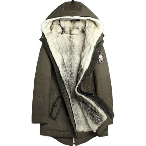 Real Fur Coat Winter Jacket Men Natural Rabbit Fur Liner Parka Men Warm Parkas Fashion Mens Jackets Chaqueta Hombre 1125 YY349