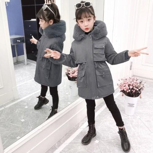 2021 Children Down Jacket GTirls Mid Long New Korean Children Wear Girls Middle And Big Childrens Winter Plus Velvet Lining Coat