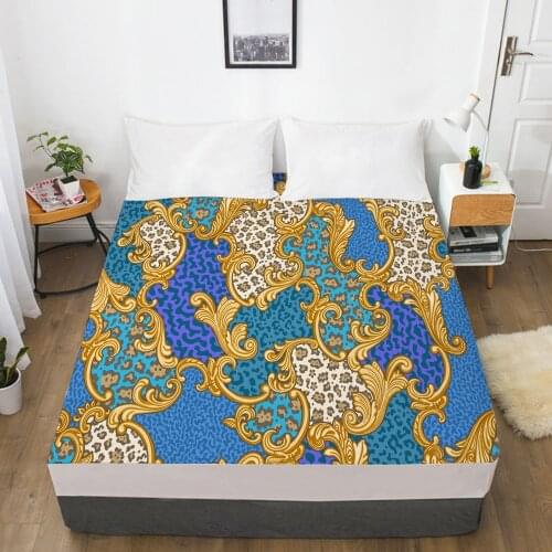 Luxury Elastic fitted sheet bed sheet With An Elastic Band Mattress Cover Customizable size Bed cover for home Palace blue