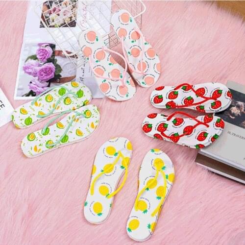Sweet Fruit Slides Women Cartoon Pattern Non-slip Flip Flops Summer Fresh Female Sandals Soft Sole Comfortable Beach Flip Flops