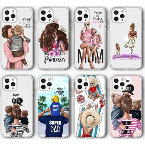 Super mom baby Funda Case for IPhone 12 Pro Case for IPhone 12 11 Pro XR XS Max Mini 7 X 8 6 6S Plus 5S SE 2020 Silicone Coque