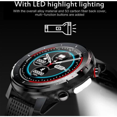 L15 Smart Watch Men LED Light Full-fit Round Retina Display Music Control Camera Flashlight Smartwatch IP68 Waterproof VS L8 L11