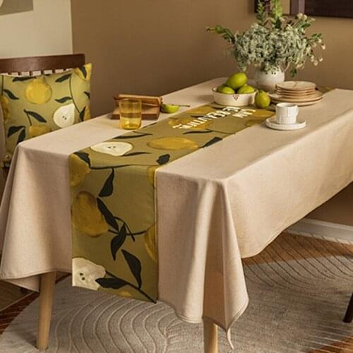 Blended Vintage Table Runner Fruit Printed Simple Tablecloth Home Hotel Dining Table Decoration Cloth Retro Decor Bed Runners