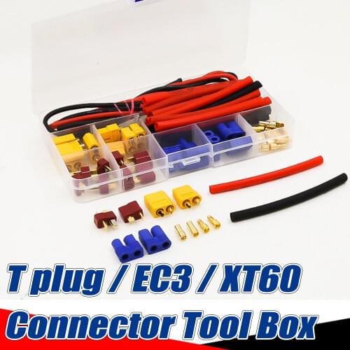 Connector tool box XT60 T Plug EC3 plug Male Female 14AWG Heat Shrink Tubes Silicone Wire 3.5mm Banana for RC Car Lipo Battery