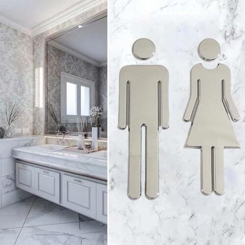Modern Men and Women Toilet Symbol Bathroom Signs Washroom WC Sticker for Office Shopping Mall Durable without Fading