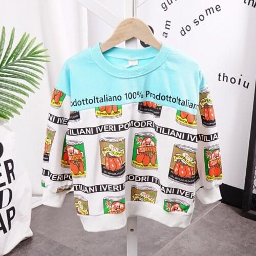 Children Sweatshirt Cotton Boys&Girls Cartoon T-shirts Kids cartoon Print Sweater Boys spring&autumn long Sleeve T-shirt 2-7year