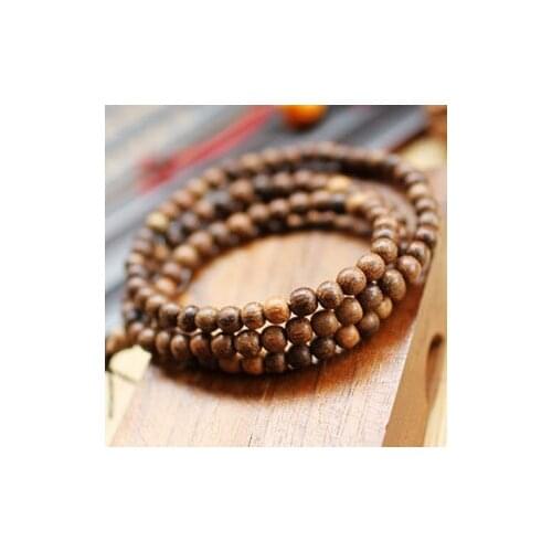 Wholesale Tibet Jewelery High Quality Vietnam Natural Agarwood Multiturn Buddha Bracelet 6mm Men / Women Gift Religion Charm