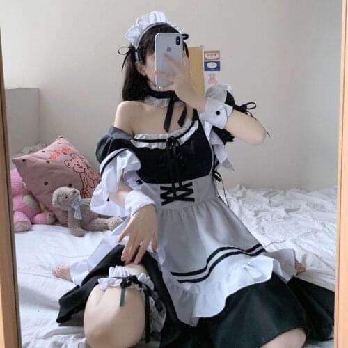 Japanese Style Soft Girl Style 2021summer New Lolita Maid Costume Sweet Cute Dress for Women lolita maid dress