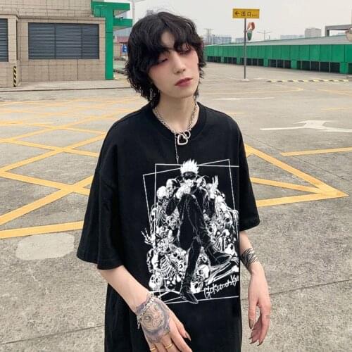 Funny Anime T-shirts Manga Jujutsu Kaisen Satoru Gojo Print Harajuku T Shirt Men Women Summer Streetwear color Tshirt 90s Tops