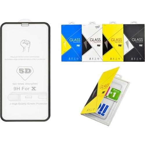 50pcs For iPhone 7 8 6 Plus 5D Tempered Glass Curved Full Cover For iPhone XS XR MAX Protective Glass 9H With Retail Package