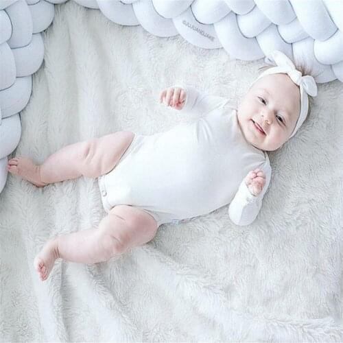 Baby Bed Bumper Protector Infant Cradle Pillow Cushion Braid Knot Bumper Crib Bumper Tour De Lit Room Decor