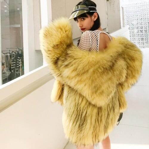 Vogue real fur coat women winter jacket white natural raccoon fur Knitted parka patchwork fashion korean New luxury jacket