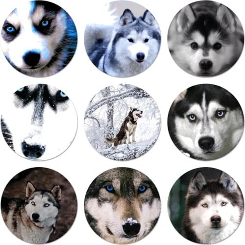 58mm Husky Icons Pins Badge Decoration Brooches Metal Badges For Backpack Decoration