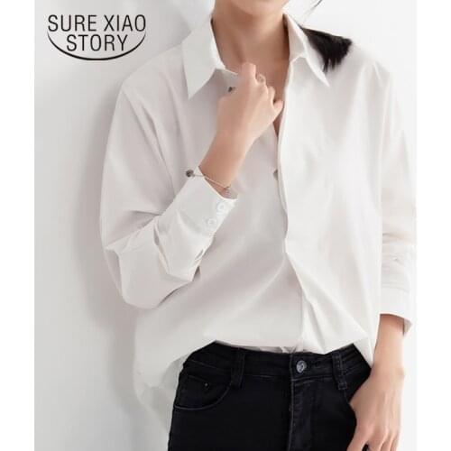 2020 Spring Autumn Chiffon Casual Shirt Office Lady Women White Long Sleeve Shirts and Blouses Plus Size Loose Blouse Tops 10239