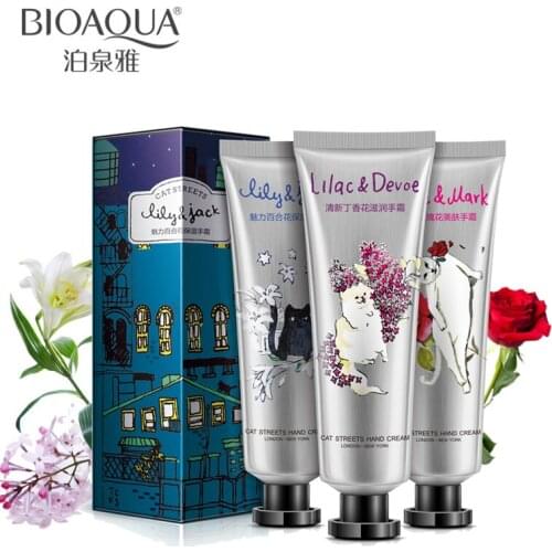3Pcs Lily Rose Lilac Hand Cream Set Plants Essence Skin Nursing Moisturizing Cream For Hand &Body Skin Care Set