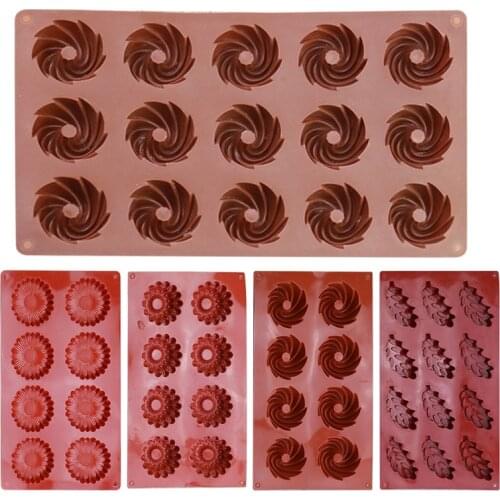 8/12/15 Cavity Swirl Shapes Silicone Cake Mold Form Chocolate Cookies Pudding Ice Cream Trays Pastry Baking Tools Bakeware Pan