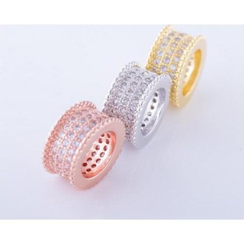 One piece popular diy copper cylinders micro pave CZ mix color bracelet beads jewelry findings mp049