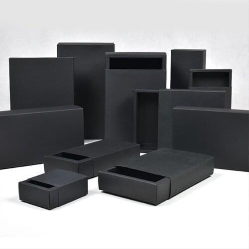 Black Cardboard box Paper Drawer boxes Wedding Black Gift Packing Paper Box For Jewelry/Soap/Scarf/Candy/Perfume packaging box