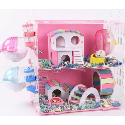 2020 New Hamster House Large Size Acrylic Villa Double Guinea Pig Cage Small Pet For A Hamster Bservation Nest