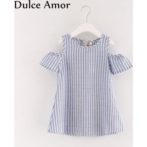 Dulce Amor Summer Girls Dress Girls Clothing Short Sleeve Striped Dress Strapless Princess Dress With Ribbons Girls Party Dress