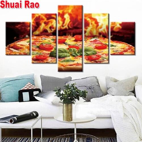 Hot Food Pizza diamond embroidery mosaic diamond puzzle diamond painting 5 piece Cross stitch kit Kitchen wall Decoration