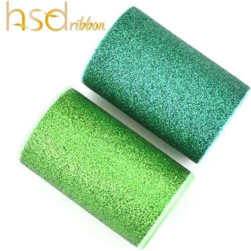 HSDRibbon 75MM 3 inch Apple Green and Fern Green Glitter Printed Grosgrain Ribbon