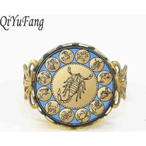 New Handicraft Scorpio Ring Jewelry Zodiac Sign Astrological Glass Scorpion Birthday Gifts rings steel or bronze constellation