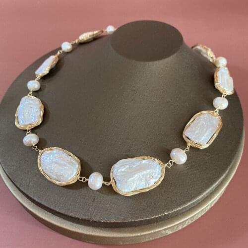 Large Baroque Pearl Irregular Statement Necklace Natural Pearls Choker Collar Bib for Women Wedding Party Fine Jewelry Jewellery