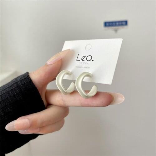 YANGLIUJIA C Shape Metal White Earrings Personality Is Contracted Gothic Stud Earrings Women Jewelry Trend Of 2021