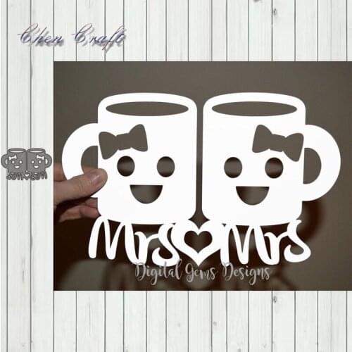 Metal Cutting Dies A pair of coffee cups Stencils Die Cut for DIY Scrapbooking Album Paper Card Embossing