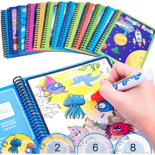 Drawing Set Reusable Magic Water Book Board Colorling Sensory Education For Child Mermaid Cartoon Montessori Kids Toys