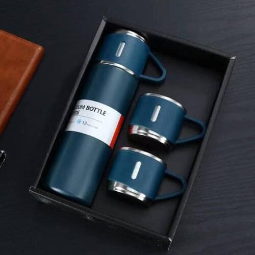 500ml Stainless Steel Thermos Set Portable Vacuum Leak-Proof Travel Vacuum Flasks Business Gift Thermos with 2 Coffee Cups