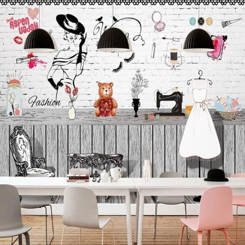 European Style Powder Room Wall Background Wallpaper Hand-painted Womens Makeup Retro Decor Photo Mural Home Improvement Papel