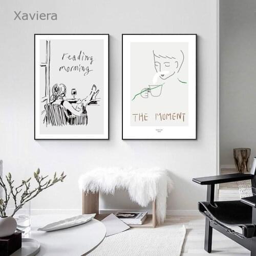 Abstract Line Wall Art Poster Modern Minimalist Black White Canvas Painting Nordic Aesthetic Bedroom Decoration Print Picture