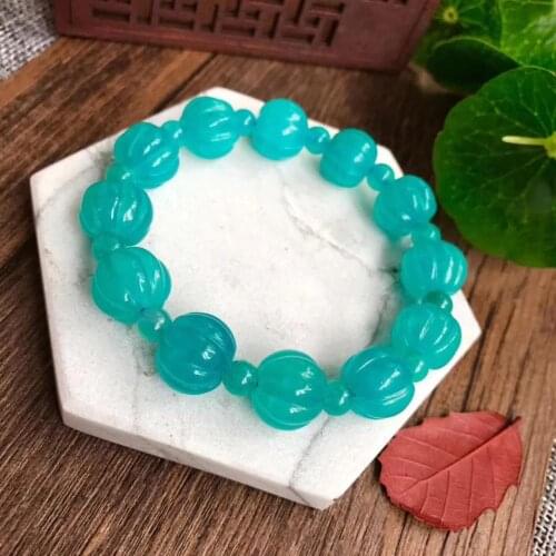 Natural Green Ice Amazonite Gemstone Bracelet 11mm From Mozambique Stretch Clear Carved Beads For Women Fashion Stone AAAAA