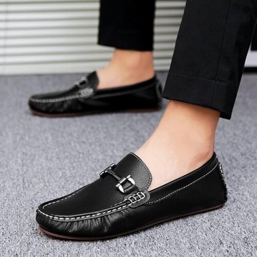New Mens Shoes Leather Genuine Summer Man Moccasin Fashion Loafers Men Classic Business Driving Flat Loafer Male Casual Footwear