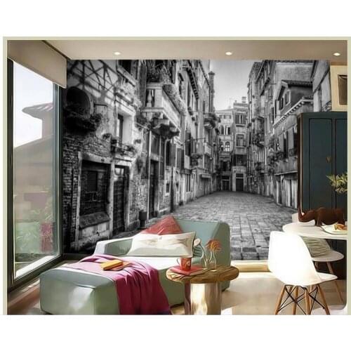Wallpaper Mural Painting For Living Room Vintage Black And White European Town Art Background Custom Any Size Mural Wallpaper