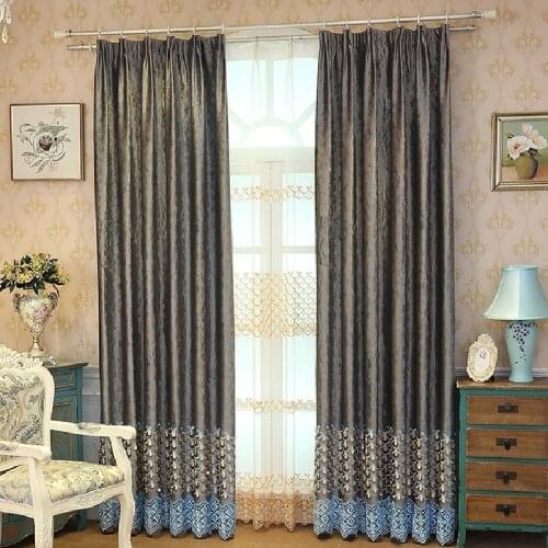Light Luxury Nordic Flannel Leaf Embossed Embroidery Curtain Simple Modern Living Room Bedroom Shading Curtains Tulle Custom