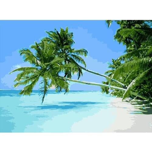 DIY Pictures By Number Beach tree Kits Home Decor Painting By Numbers Drawing On Canvas HandPainted Art Gift