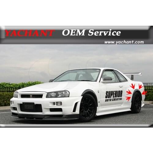 Car-Styling FRP Fiber Glass Rear Fender Kit Fit For 1999-2002 Skyline R34 GTR NI Style Rear Over Fender Flare