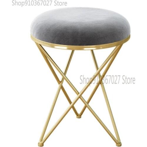 Iron art makeup stool light luxury dressing chair ins Nordic fashion small round stool fitting room bedroom creative stool