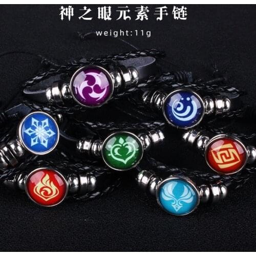 Game Genshin Impact Luminous Bracelet cosplay 7 Element Weapons Gods Eye metal jewelry Gifts