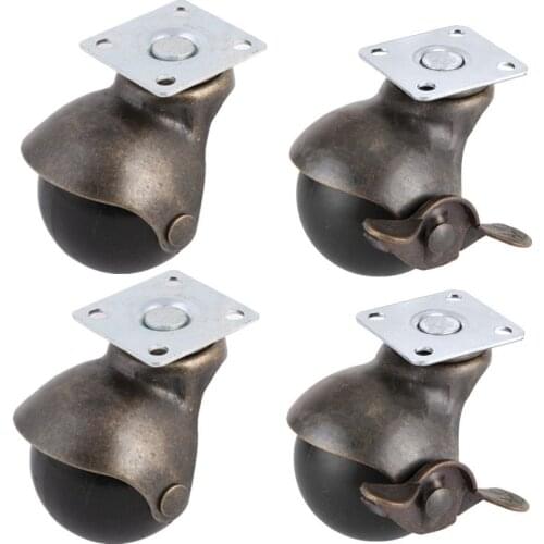 2pcs 1.5 Inch 2 inch all Caster Wheel with Brakes for Furniture Vintage Antique Swivel Caster with Top Plat