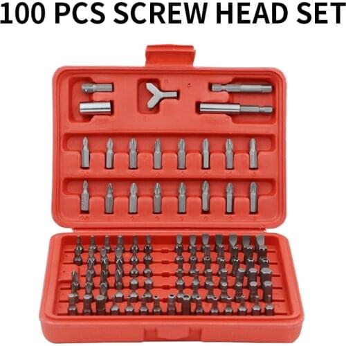 100PCS/Sets Of Bit Heads And Mouthpieces Electric Screwdriver Post Sleeve Sets Multiple Specifications Bit Plastic Box Set